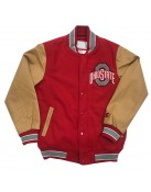 Ohio State Buckeyes Red and Brown Wool Varsity Jacket