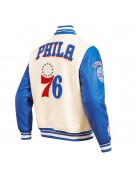 Philadelphia 76ers Retro Classic Off White Wool Varsity Jacket