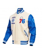 Philadelphia 76ers Retro Classic Off White Wool Varsity Jacket