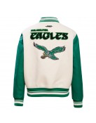 Philadelphia Eagles Retro Classic Cream And Green Varsity Jacket