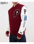 Philadelphia Phillies Letterman Burgundy and White Jacket