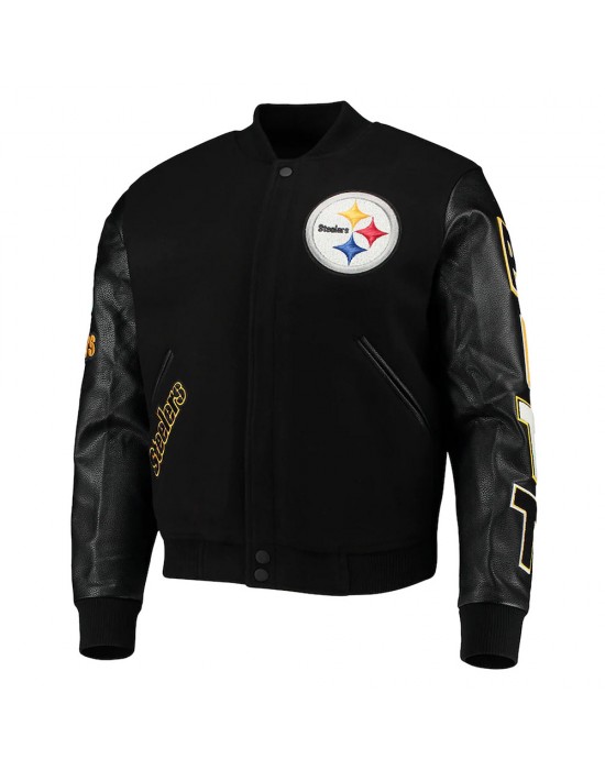 Pittsburgh Steelers Logo Black Letterman Jacket