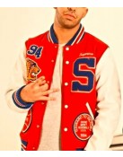 Playboi Carti Supreme Tiger Letterman Red and White Jacket