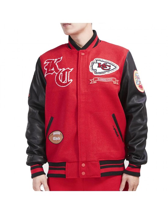 Prep Kansas City Chiefs Red and Black Varsity Jacket