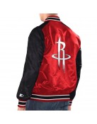 Red/Black Houston Rockets Renegade Varsity Satin Jacket