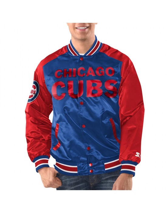 Royal/Red Chicago Cubs Renegade Varsity Satin Jacket