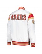 San Francisco 49ers White Varsity Satin Jacket