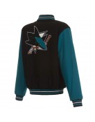 San Jose Sharks Teal and Black Varsity Wool Jacket