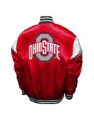 Scarlet Ohio State Buckeyes Power Red Satin Full-Snap Jacket