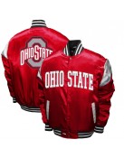 Scarlet Ohio State Buckeyes Power Red Satin Full-Snap Jacket