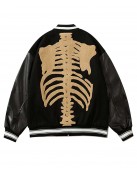 Skeleton Furry Bone Baseball Varsity Jacket