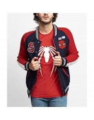 Spiderman Navy and Red Letterman Jacket