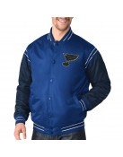 St. Louis Blues Enforcer Blue/Navy Varsity Satin Jacket