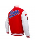 Texas Rangers Script Tail Classic Rib Varsity Jacket