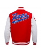 Texas Rangers Script Tail Classic Rib Varsity Jacket