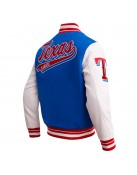 Texas Rangers Script Tail Classic Rib Varsity Jacket