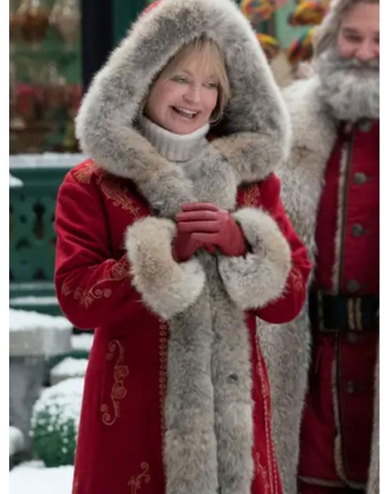 The Christmas Chronicles 2 Mrs. Claus Red Hooded Fur Collar Coat