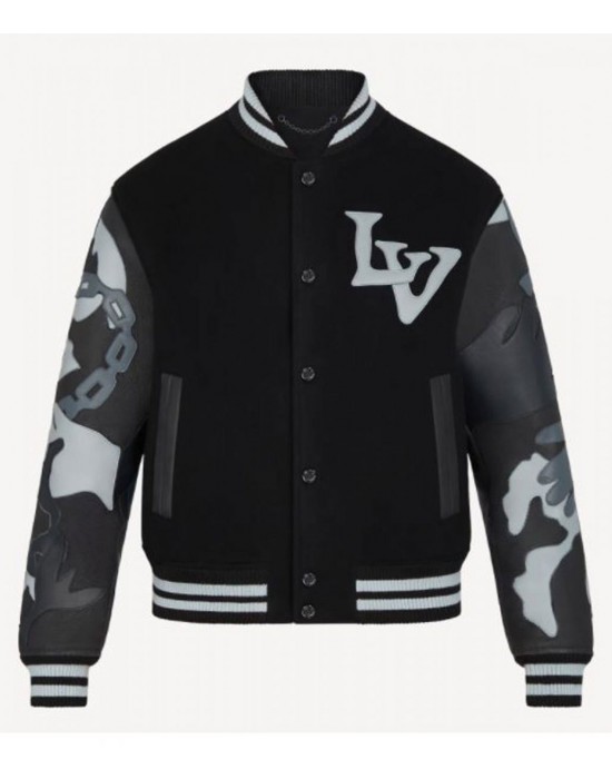 The Kid Laroi Wrong Camo Chains LV Varsity Jacket