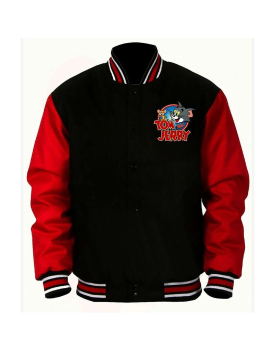 Tom and Jerry Red and Black Varsity Jacket