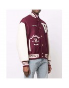 V Felted-Wool and Leather Varsity Jacket