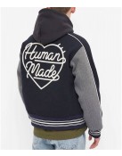 Varsity Human Made Duck Navy Blue and Grey Wool Jacket