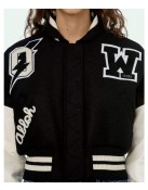 Varsity Off White Cropped Black and White Jacket