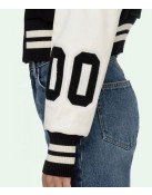 Varsity Off White Cropped Black and White Jacket