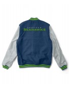 Varsity Seattle Seahawks Gray and Navy Blue Jacket