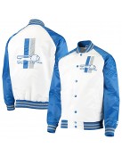 White/Blue Detroit Lions Clean Up Throwback Satin Jacket