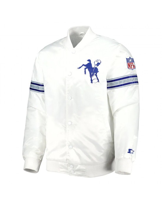 White Indianapolis Colts The Power Forward Satin Jacket