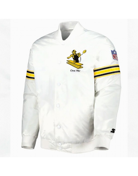 White Pittsburgh Steelers The Power Forward Satin Jacket