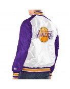 White/Purple LA Lakers Renegade Varsity Satin Jacket