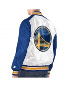 White/Royal Golden State Warriors Renegade Varsity Satin Jacket