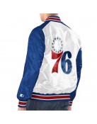 White/Royal Philadelphia 76ers Renegade Varsity Satin Jacket