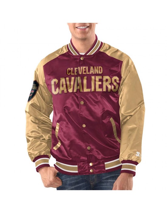 Wine/Gold Cleveland Cavaliers Renegade Varsity Satin Jacket