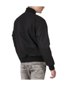 All-Wool Letterman Jacket in Sleek All-Black