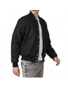 All-Wool Letterman Jacket in Sleek All-Black