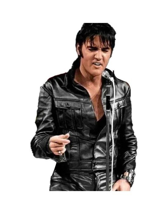 American Singer Elvis Presley Black Leather Jacket