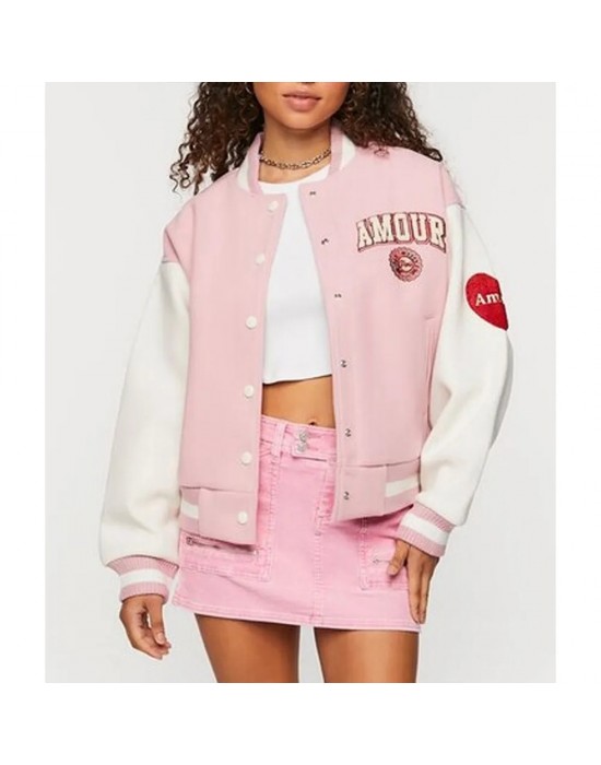 Amour Paris Pink Varsity Jacket