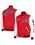 Atlanta Braves Script Tail Red and White Varsity Jacket