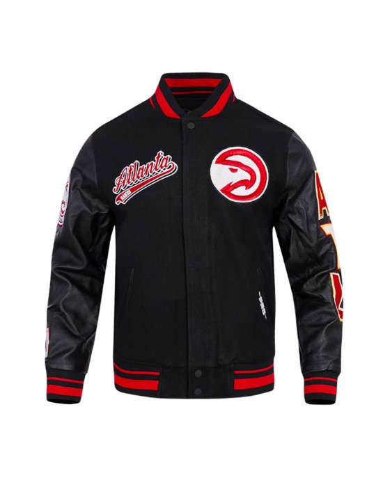 Atlanta Hawks Script Tail Classic Rib Varsity Jacket