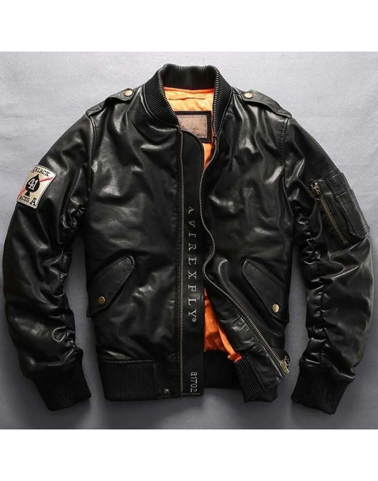 Avirex Ace of Spades Casual Bomber Leather Jacket