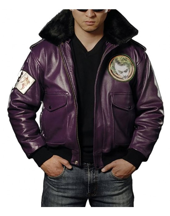 Batman Joker Goon Purple Bomber Leather Jacket