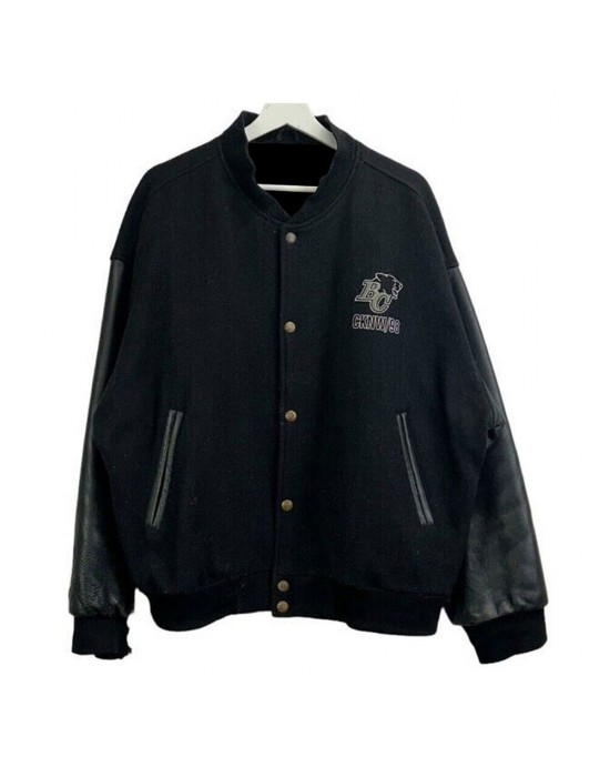 BC Lions CKNW-98 Embroidered Black Varsity Jacket