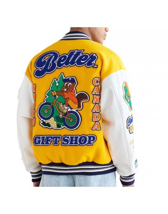 Better Gift Shop Buddy Yellow and White Varsity Jacket