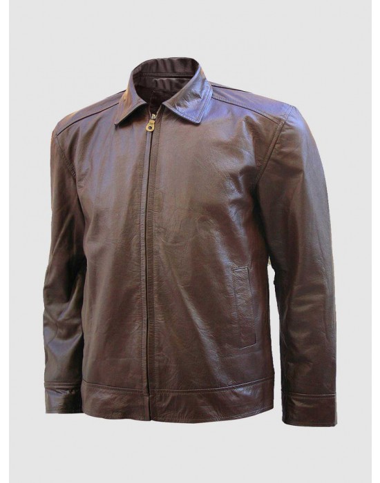 Biker Leather Jacket in Brown