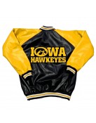 Black and Yellow Iowa Hawkeyes Varsity Leather Jacket