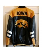 Black Iowa Hawkeyes Varsity Leather Jacket