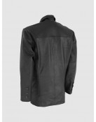 Black Leather Coat with 3 Buttons