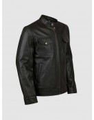 Black Leather Jacket with 4 Pockets